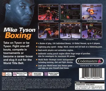 Mike Tyson Boxing (US) box cover back